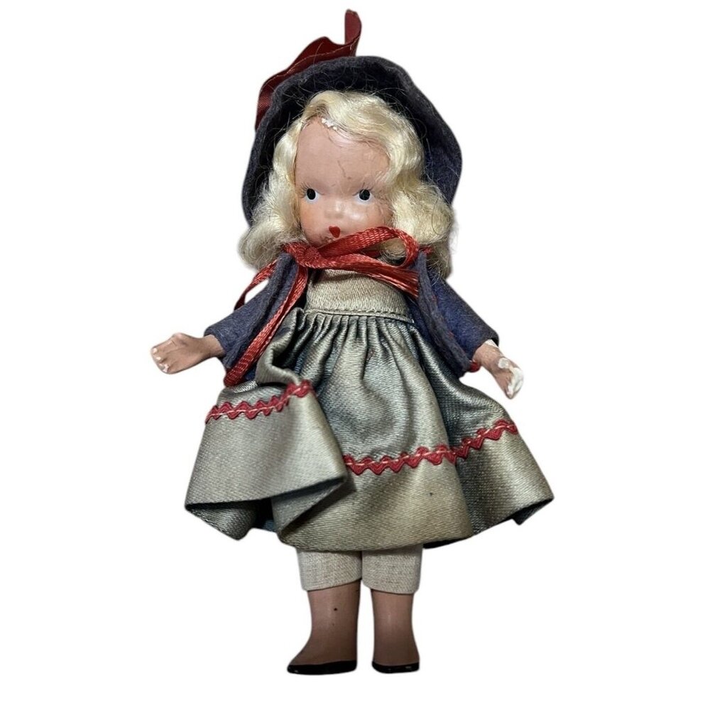 109 Little Betty Blue Nancy Ann Storybook Doll Vintage Sticker Still On Hat READ